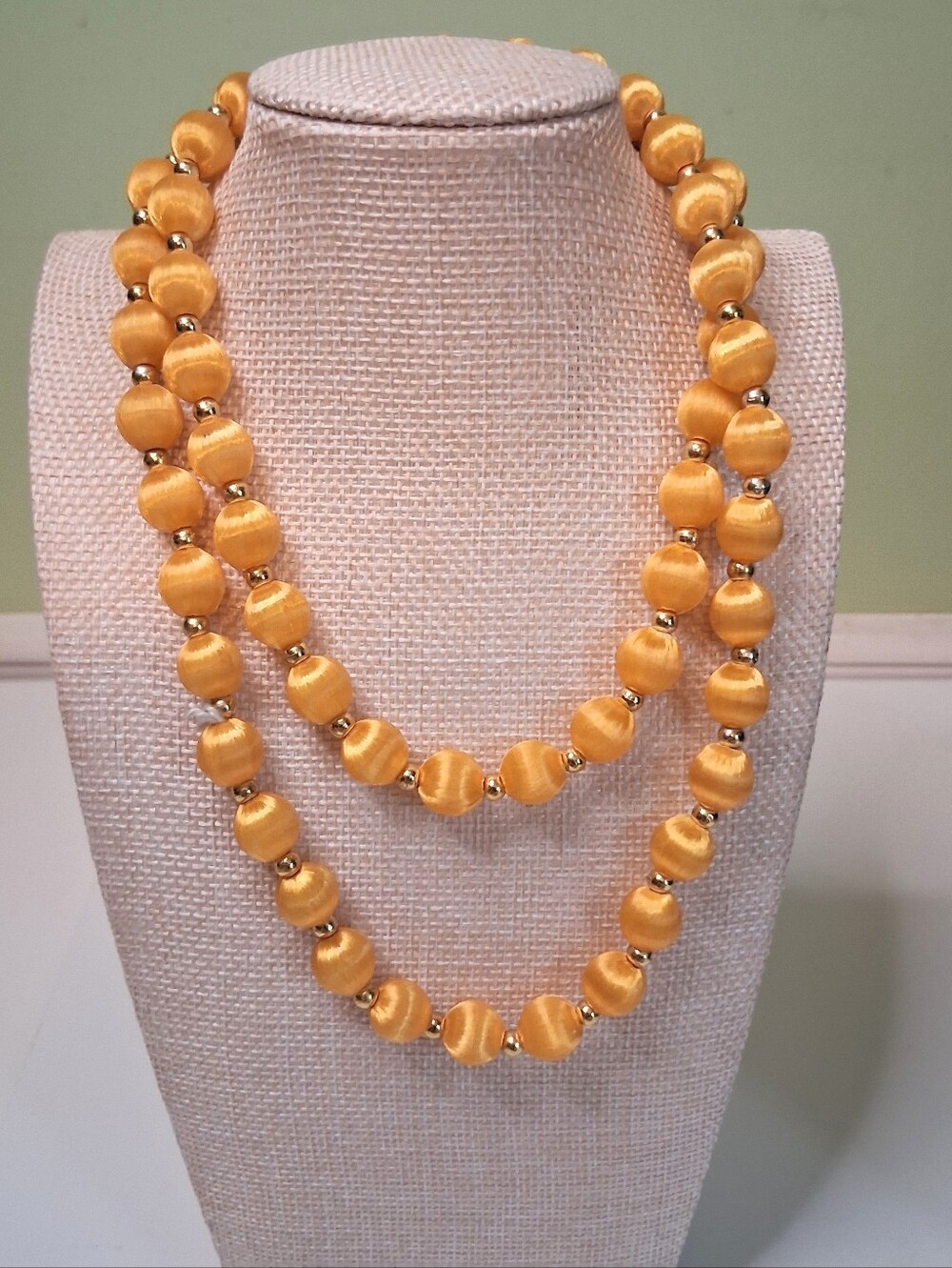 Handcrafted Yellow Satin Bead Necklace - Women Jewelry
